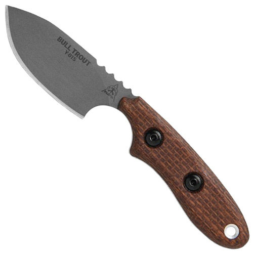 Bull Trout Brown Burlap Micarta Handle Fixed Blade Knife