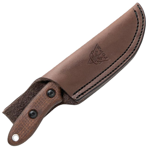 Bull Trout Brown Burlap Micarta Handle Fixed Blade Knife