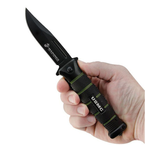 USMC Black and Green Combat Pocket Knife