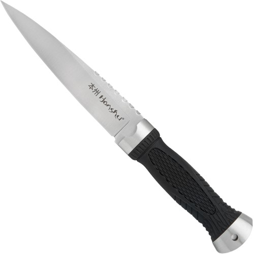 Honshu Sgian Knife: Black. Perfect for outdoor use. Available at Camouflage.ca with sheath included.