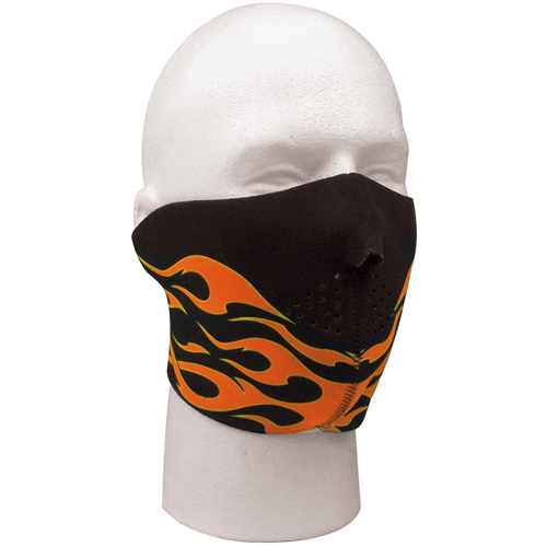 Neoprene Reversible Orange Flames Half Facemask