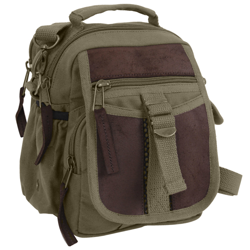 Canvas and Leather Travel Shoulder Bag