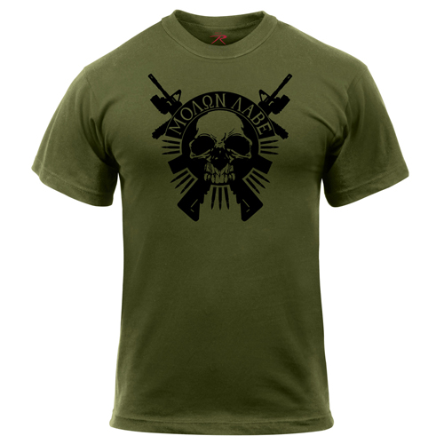 Ultra Force Molon Labe Skull Printed T-Shirt