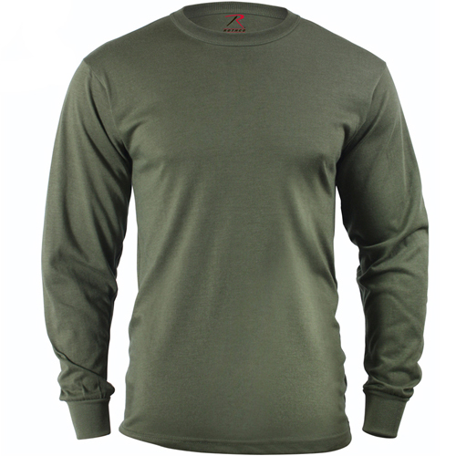 Mens Long Sleeve Solid Poly-Cotton T-Shirt