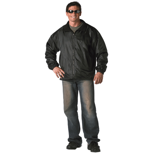 Mens Black Reversible Fleece-Lined Nylon Jacket