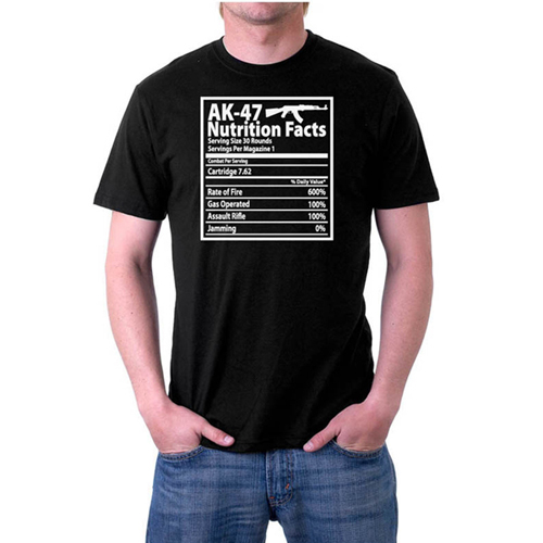 AK-47 Nutrition Facts Custom Printed T-shirt