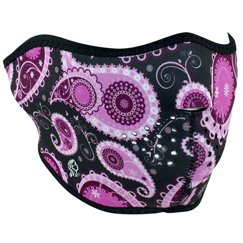 Neoprene Purple Paisley 1/2 Face Mask